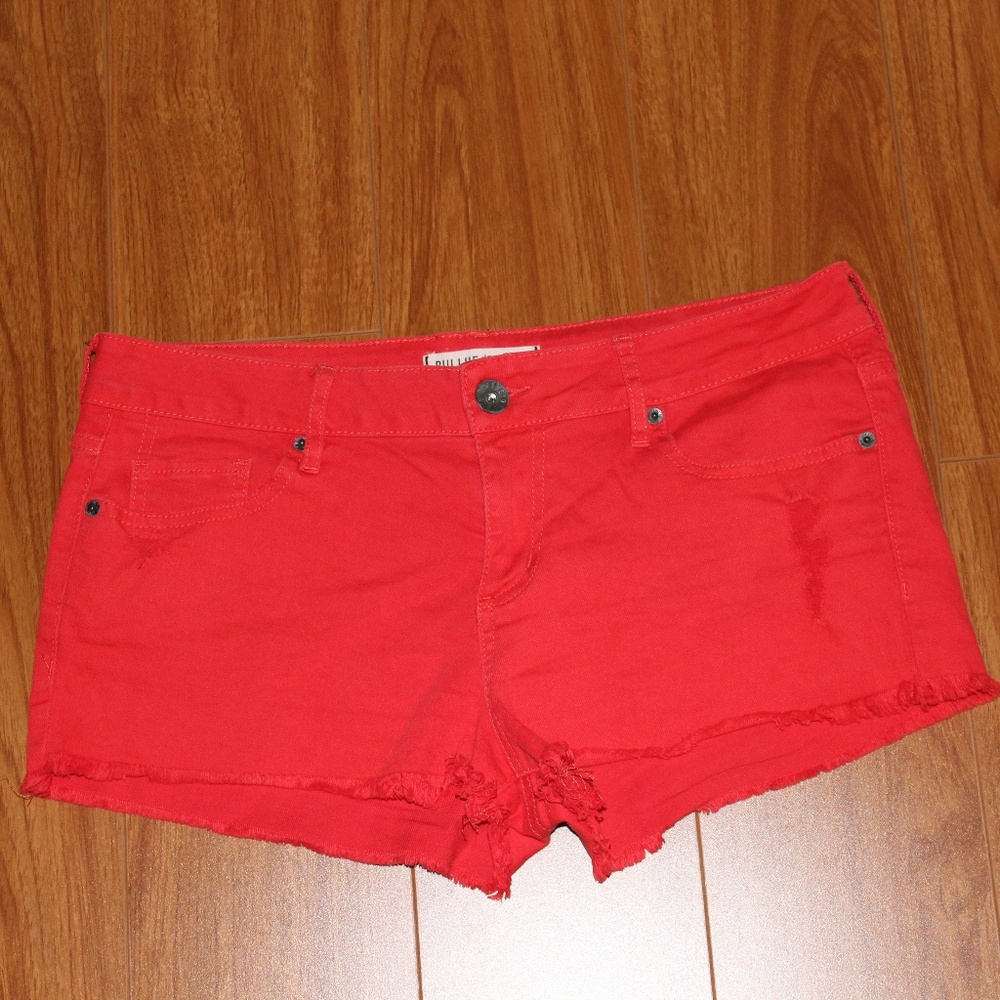 Bullhead Black Bright Red Distressed Shorts Size 9